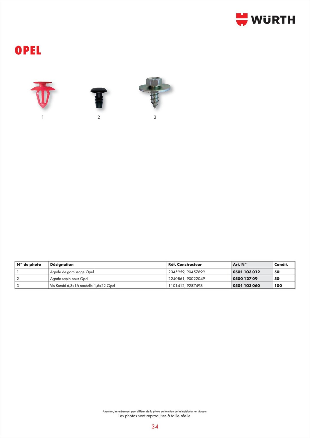 Catalogue Würth - Programme D´Agrafes , page 00034