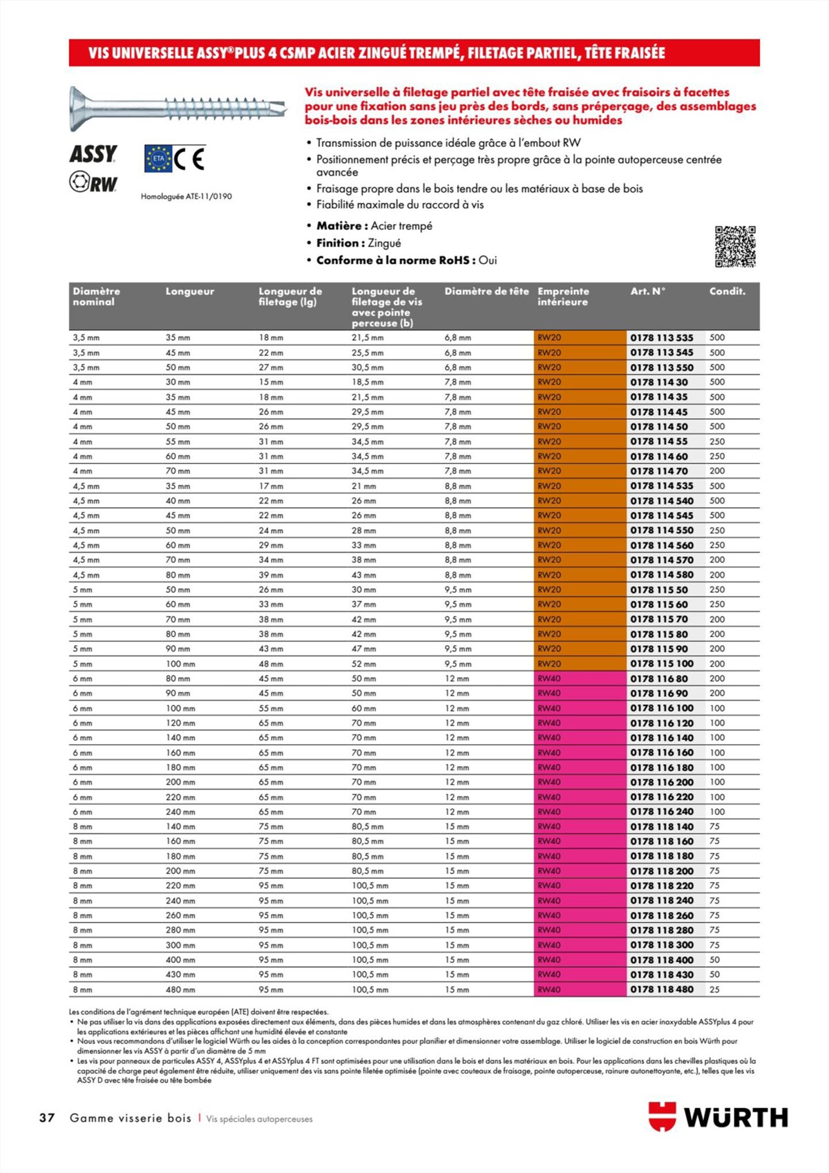 Catalogue Würth - Visserie Bois, page 00037