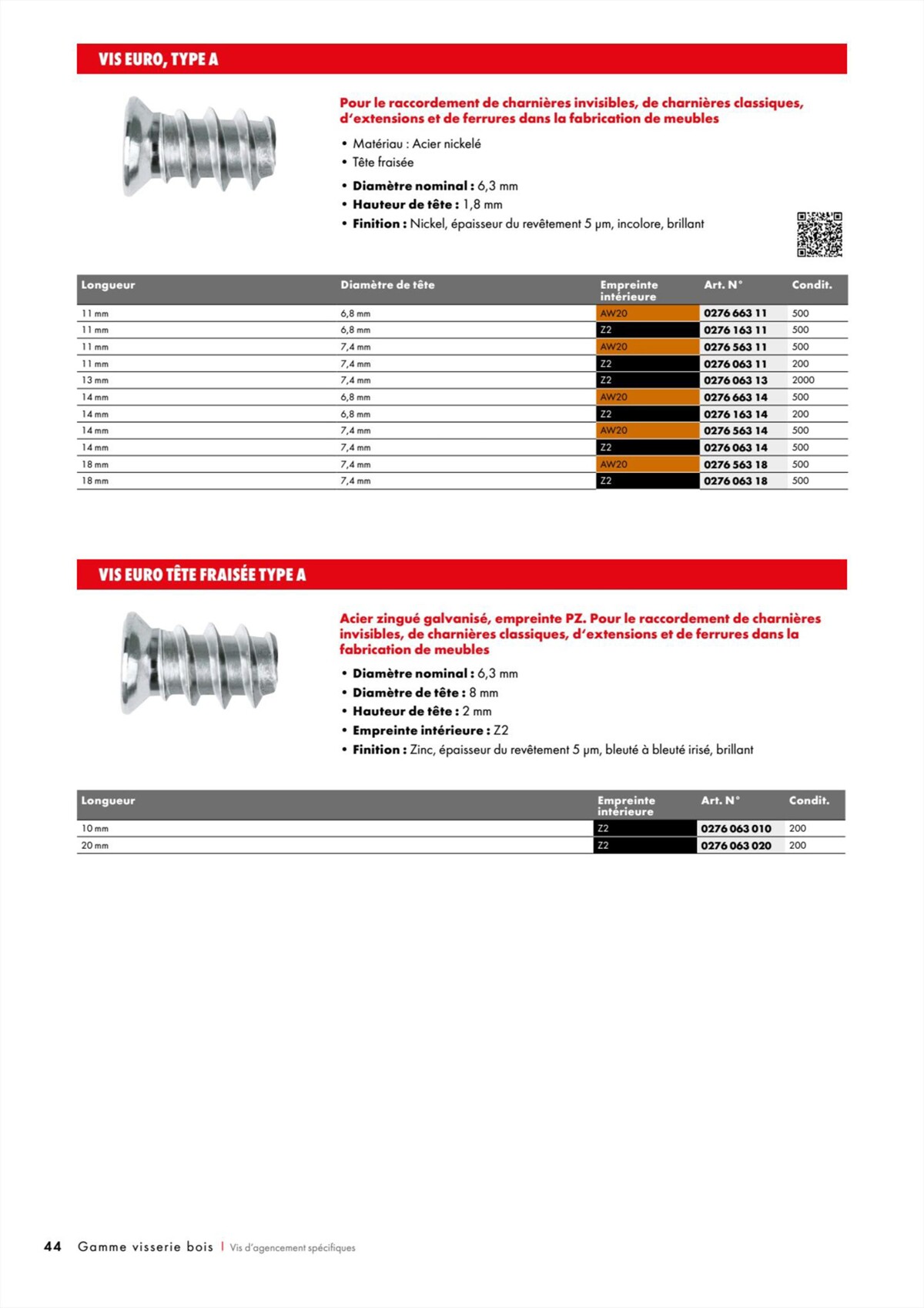 Catalogue Würth - Visserie Bois, page 00044