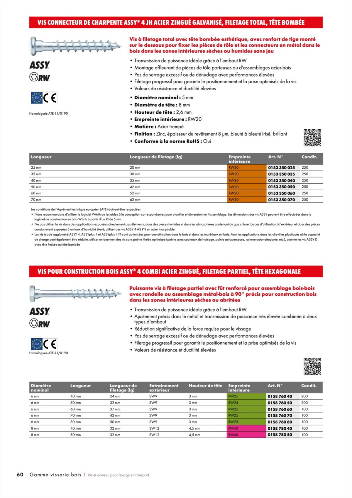 Catalogue Würth - Visserie Bois, page 00060