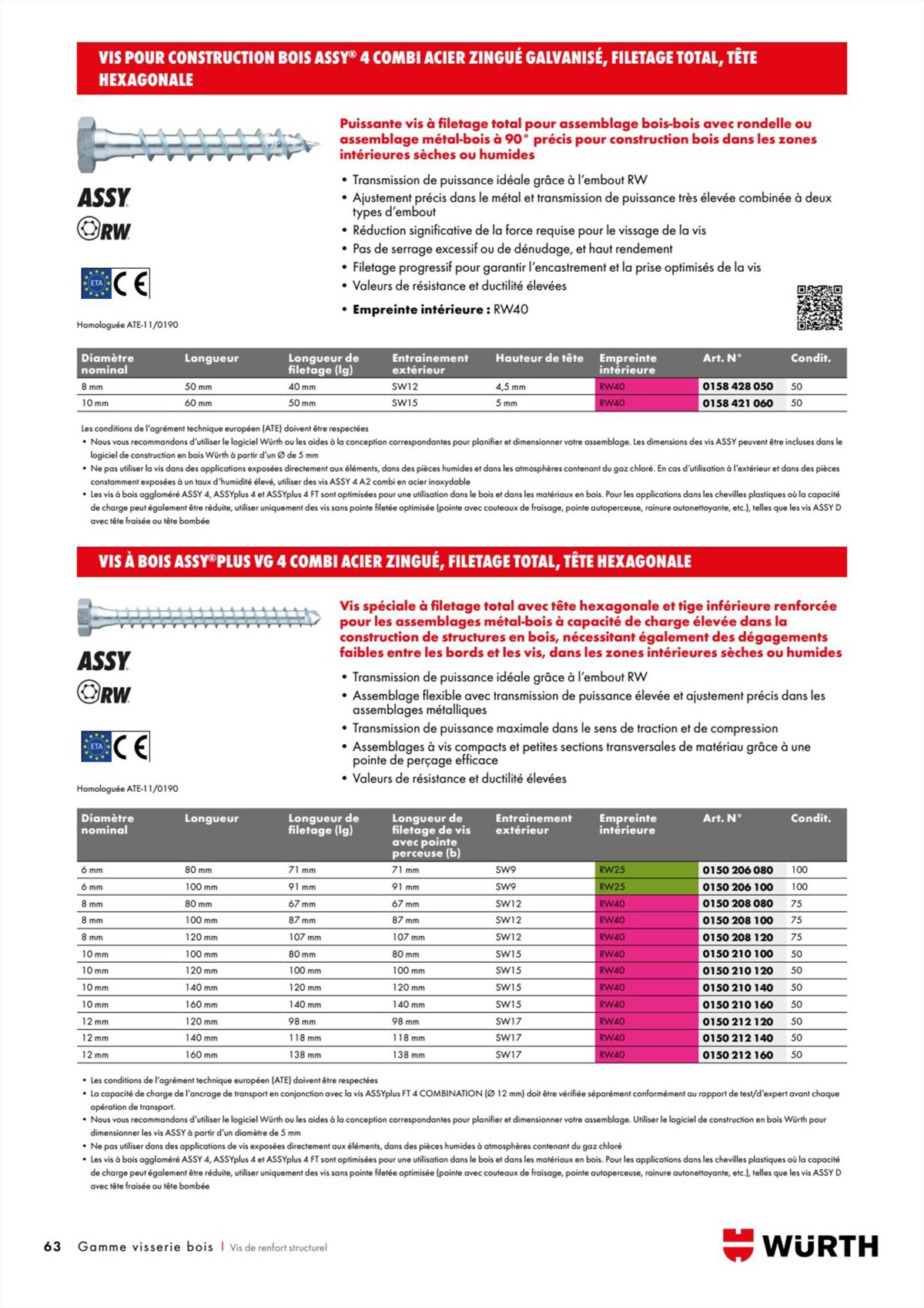 Catalogue Würth - Visserie Bois, page 00063