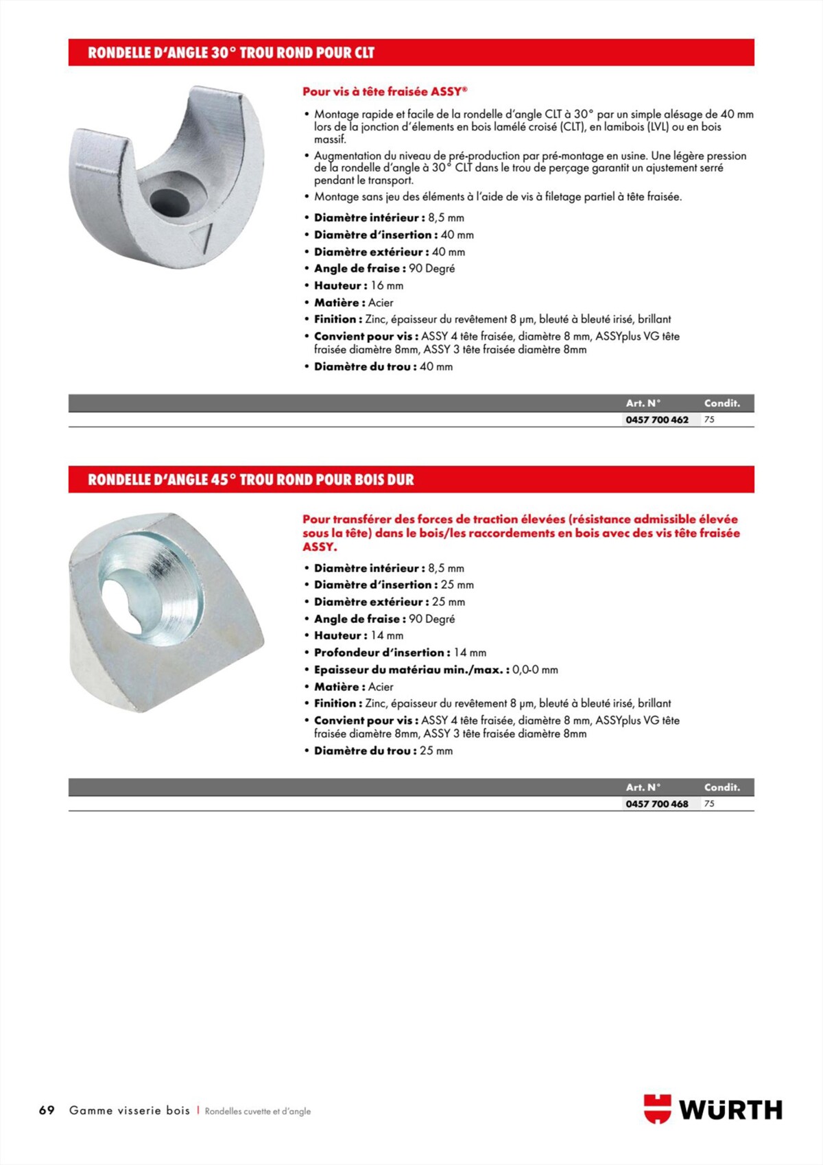 Catalogue Würth - Visserie Bois, page 00069