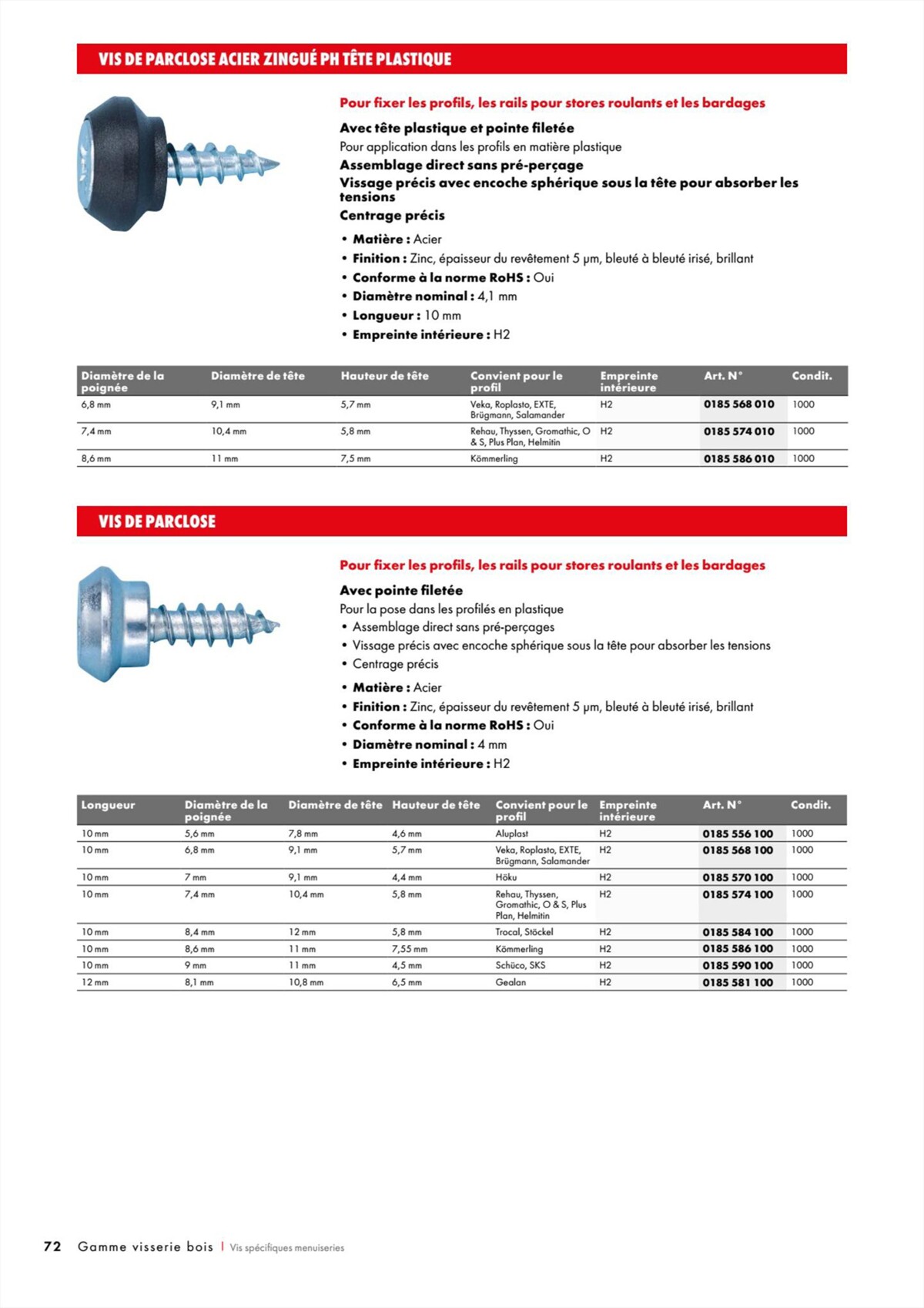 Catalogue Würth - Visserie Bois, page 00072