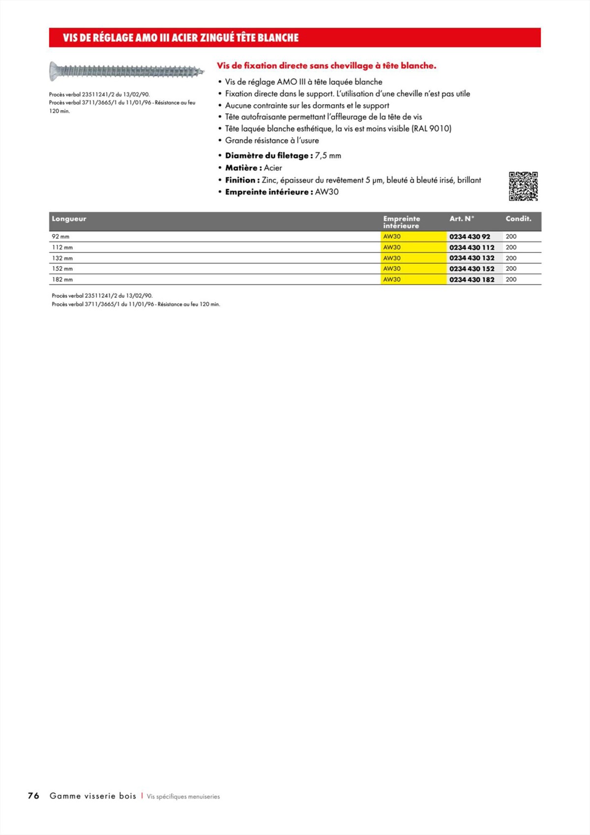 Catalogue Würth - Visserie Bois, page 00076