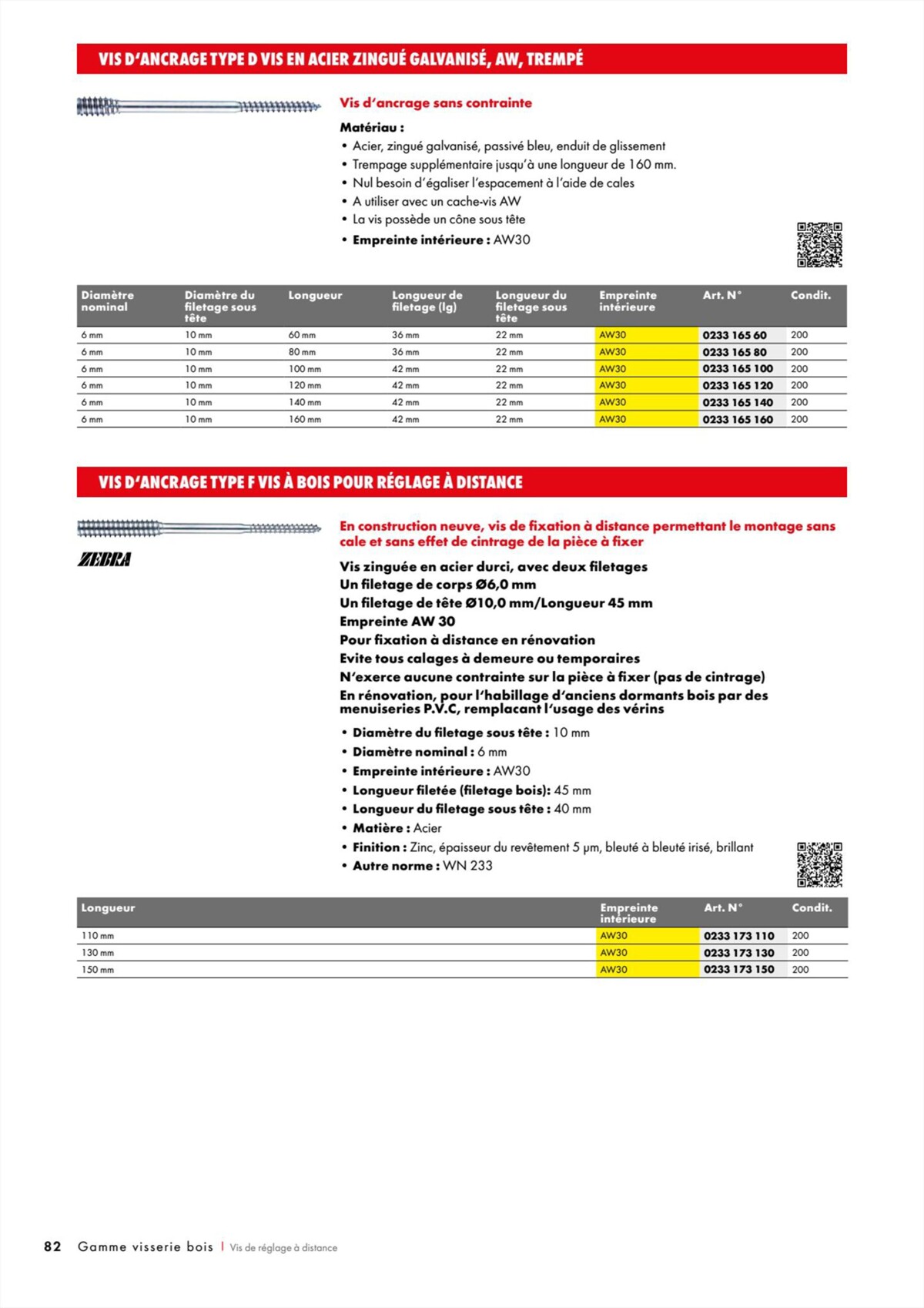 Catalogue Würth - Visserie Bois, page 00082