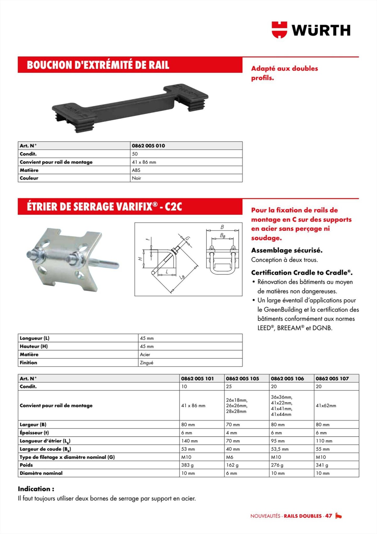 Catalogue Würth - Techniques Installateurs, page 00047