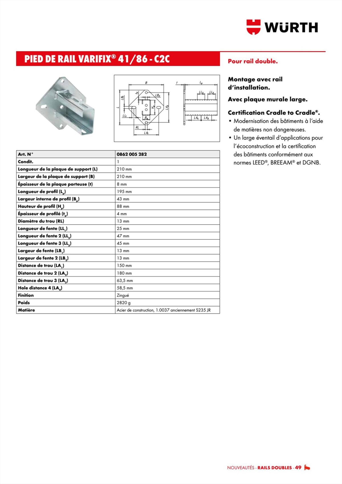 Catalogue Würth - Techniques Installateurs, page 00049