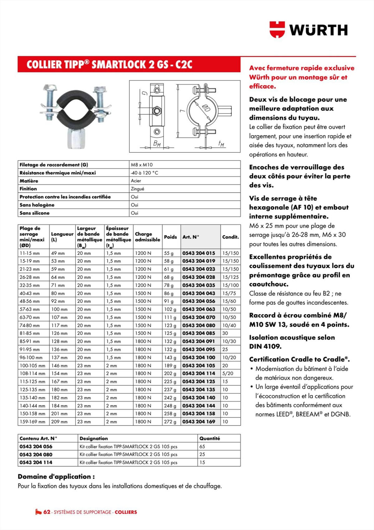 Catalogue Würth - Techniques Installateurs, page 00062