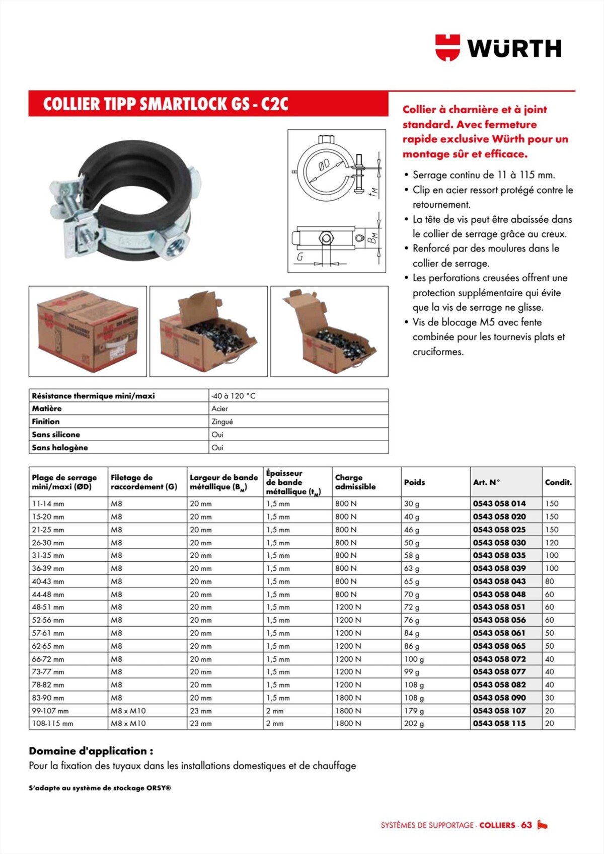 Catalogue Würth - Techniques Installateurs, page 00063