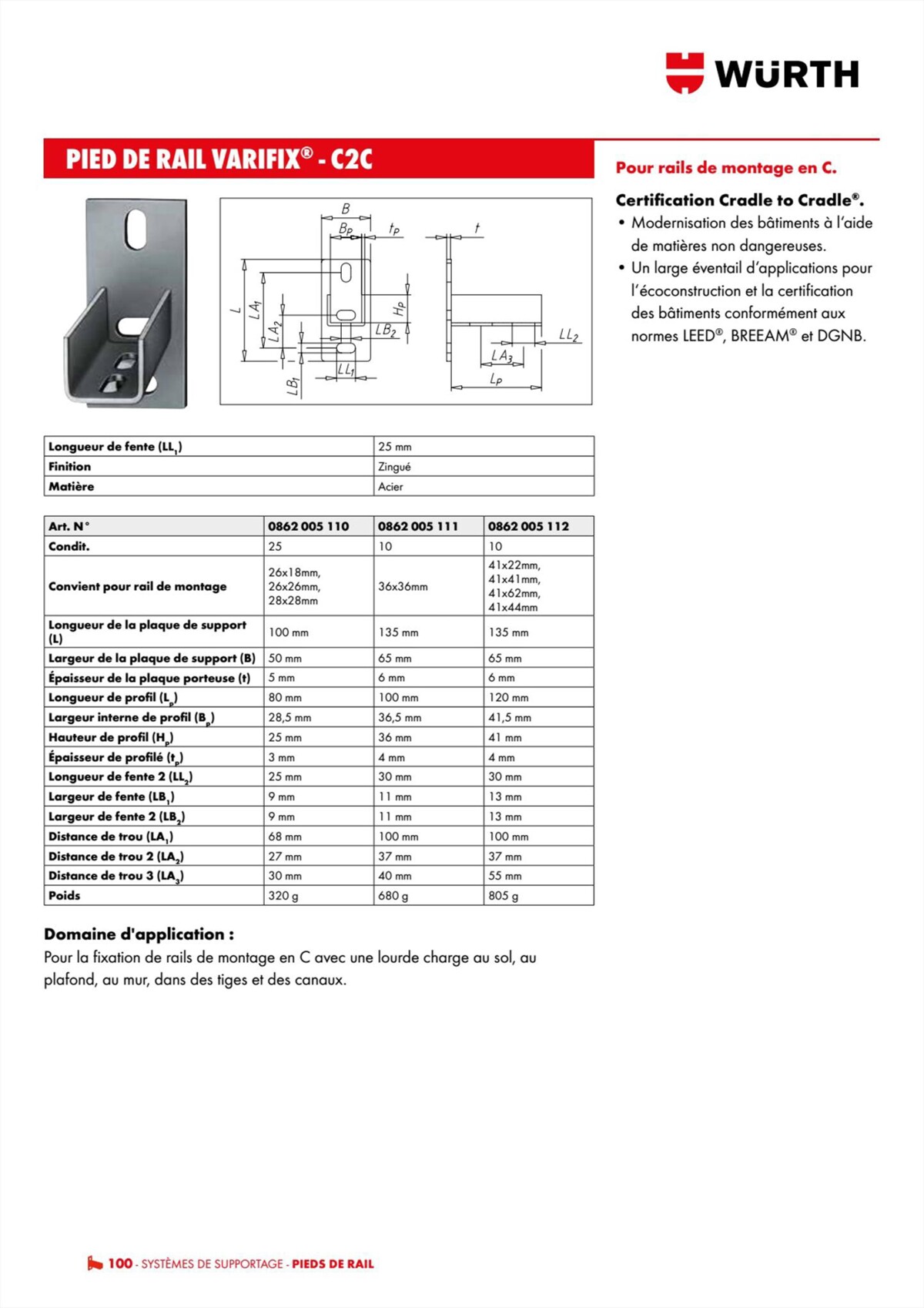 Catalogue Würth - Techniques Installateurs, page 00100