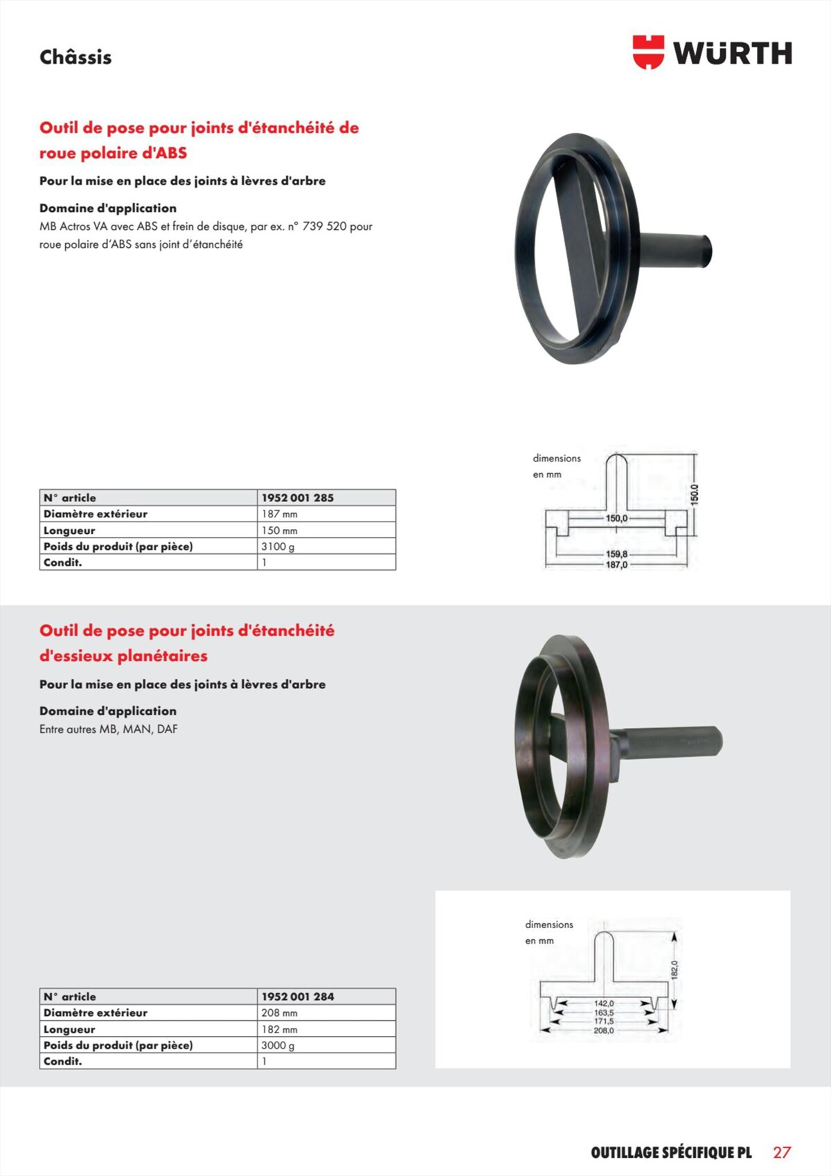 Catalogue Würth - L´Outillage Spécifique , page 00027