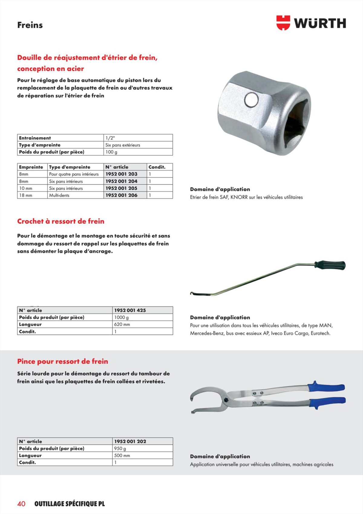 Catalogue Würth - L´Outillage Spécifique , page 00040