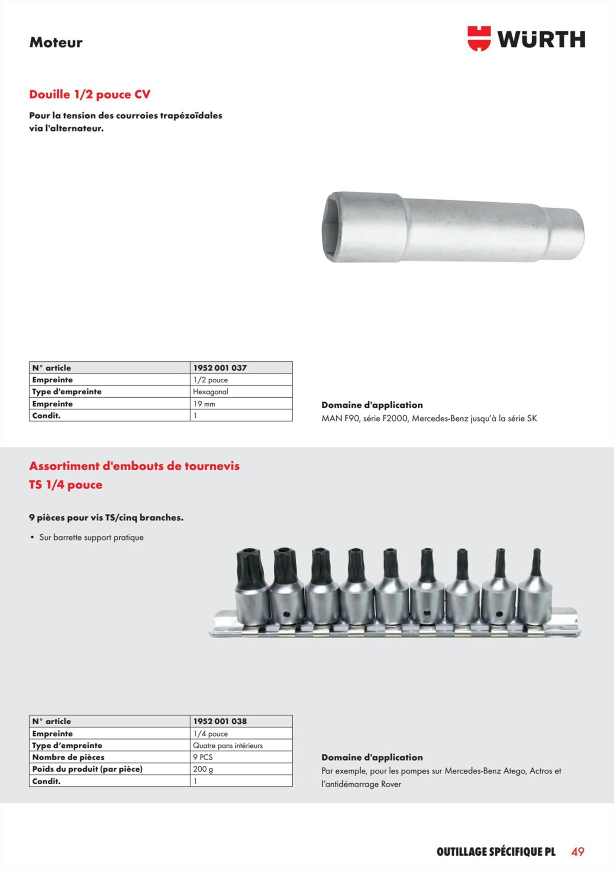 Catalogue Würth - L´Outillage Spécifique , page 00049