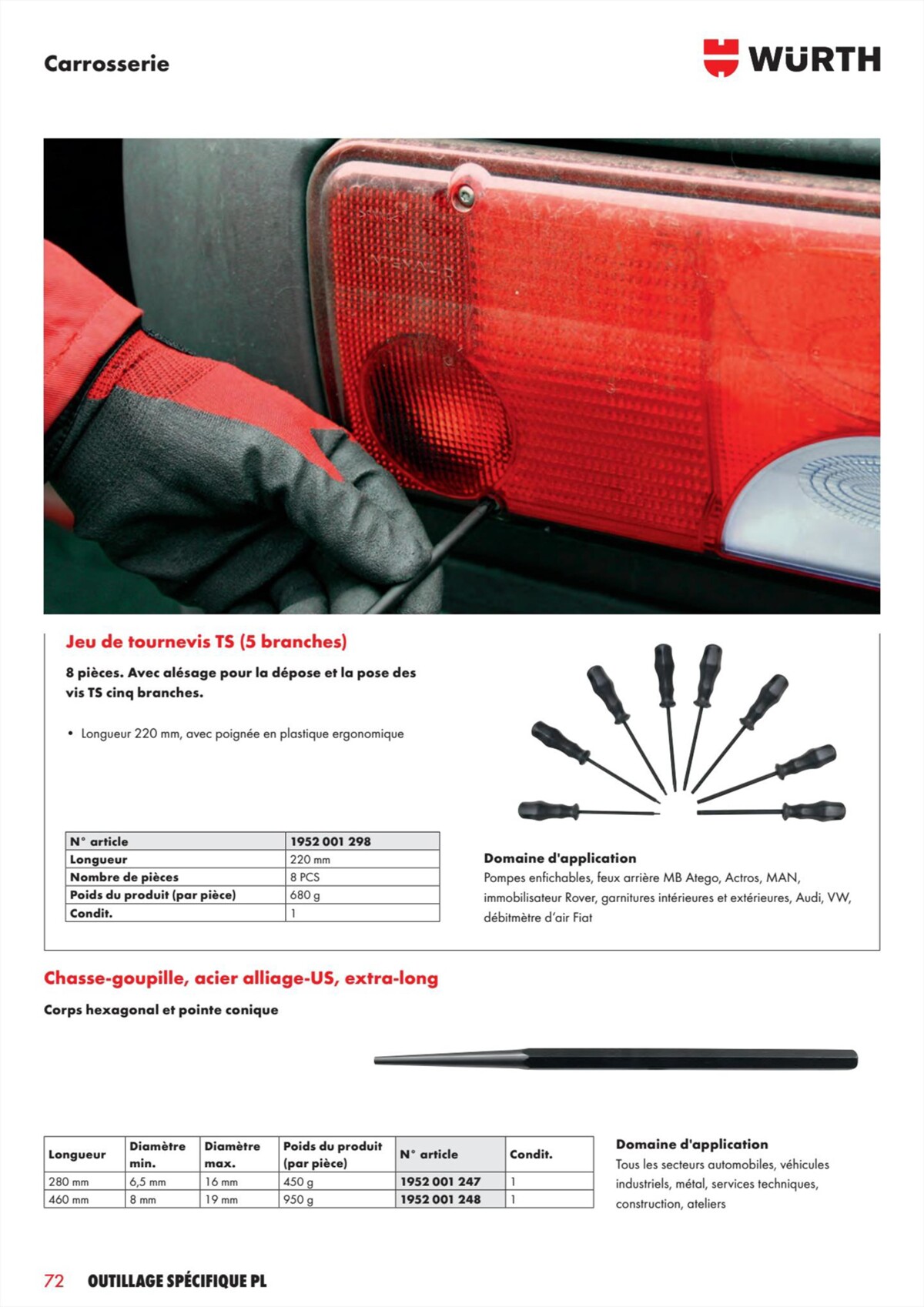 Catalogue Würth - L´Outillage Spécifique , page 00072