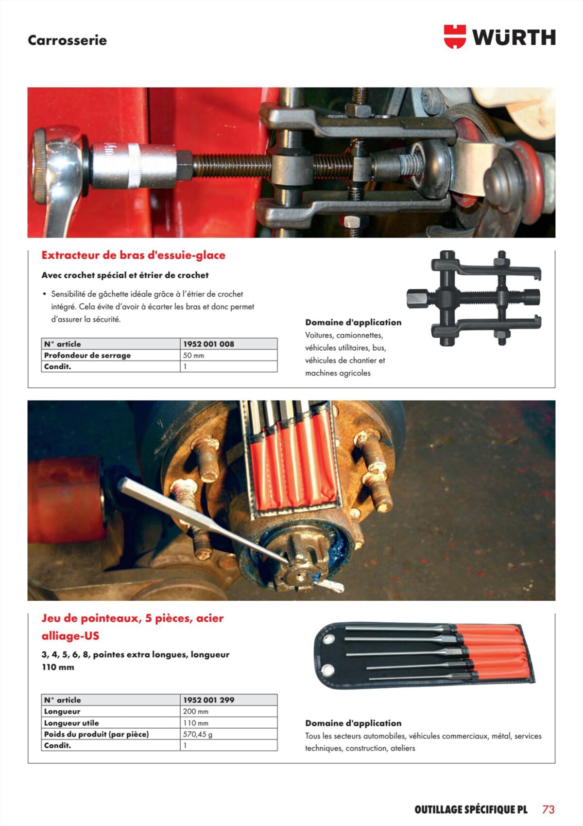 Catalogue Würth - L´Outillage Spécifique , page 00073