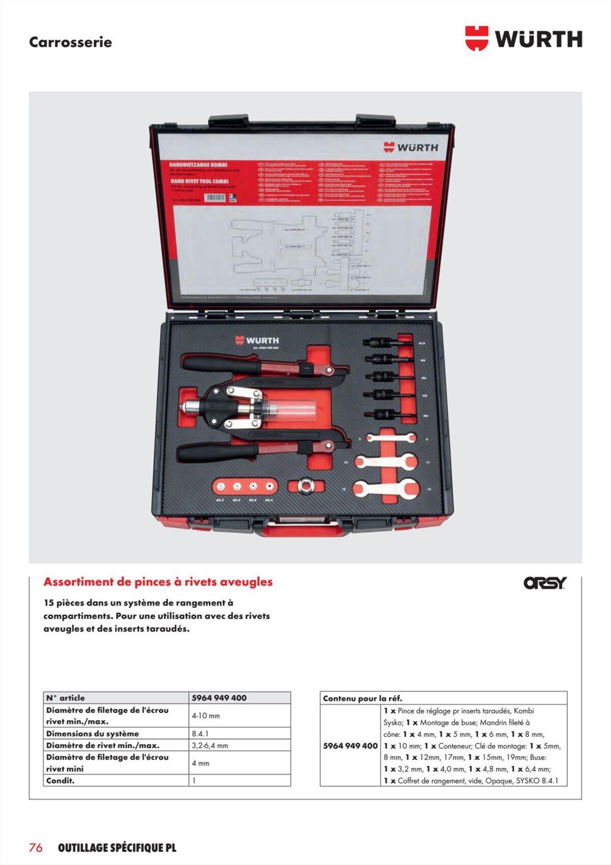 Catalogue Würth - L´Outillage Spécifique , page 00076