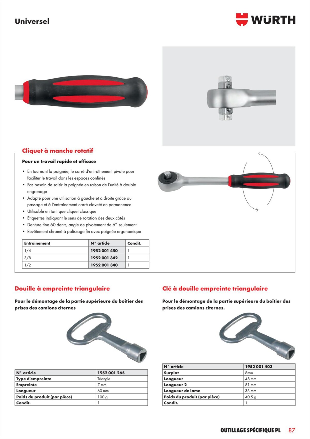 Catalogue Würth - L´Outillage Spécifique , page 00087