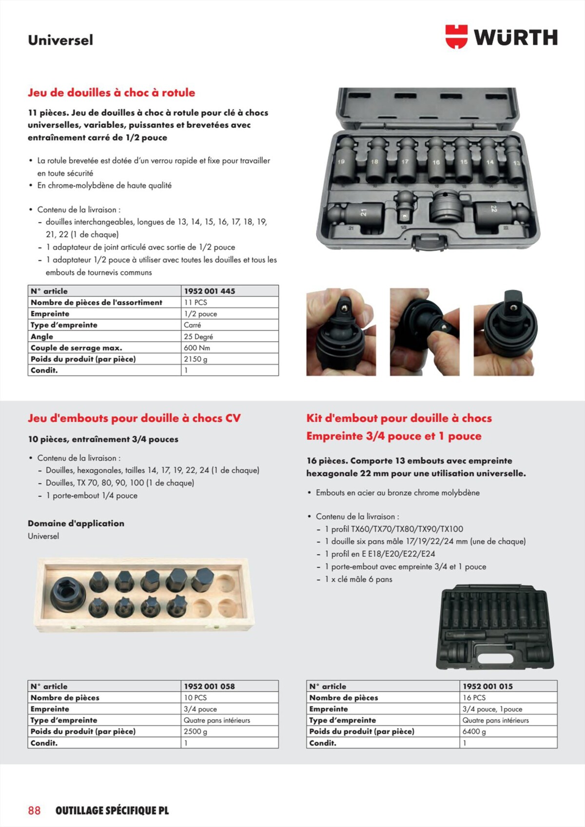 Catalogue Würth - L´Outillage Spécifique , page 00088