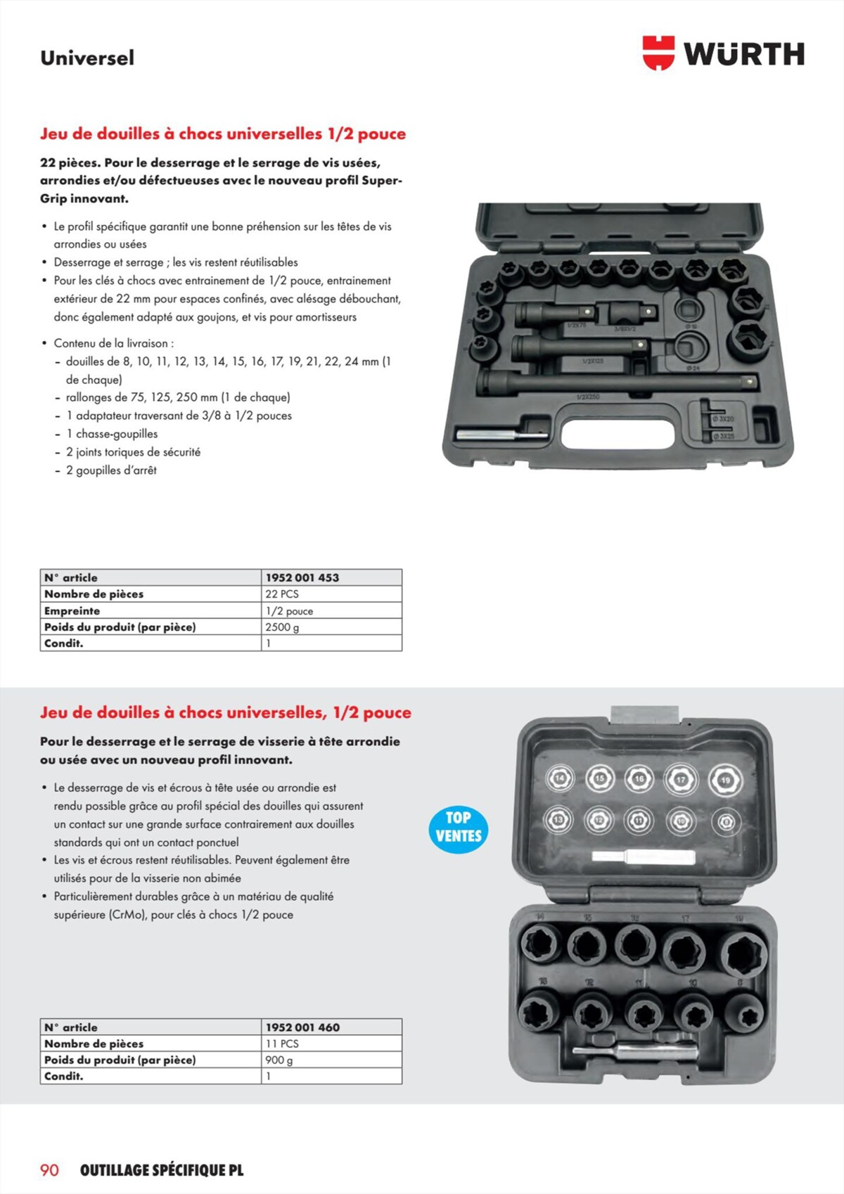 Catalogue Würth - L´Outillage Spécifique , page 00090