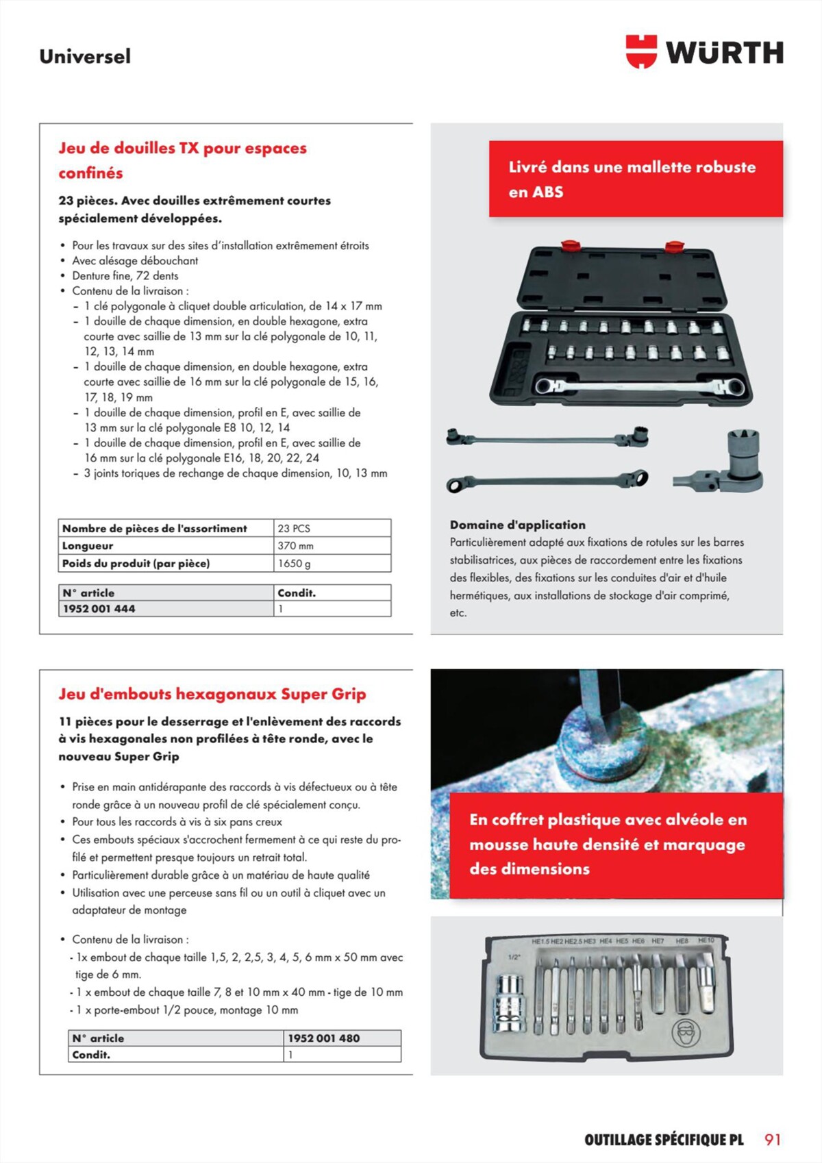 Catalogue Würth - L´Outillage Spécifique , page 00091