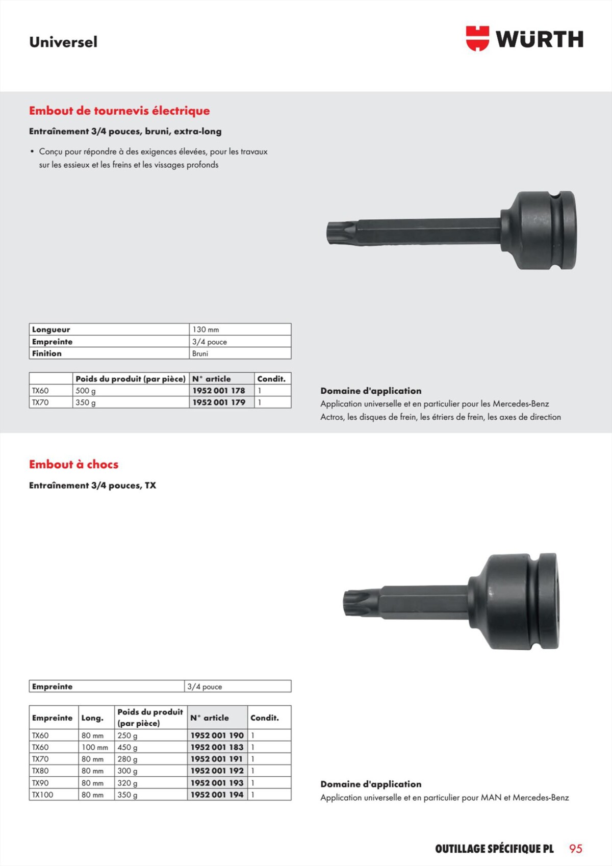 Catalogue Würth - L´Outillage Spécifique , page 00095