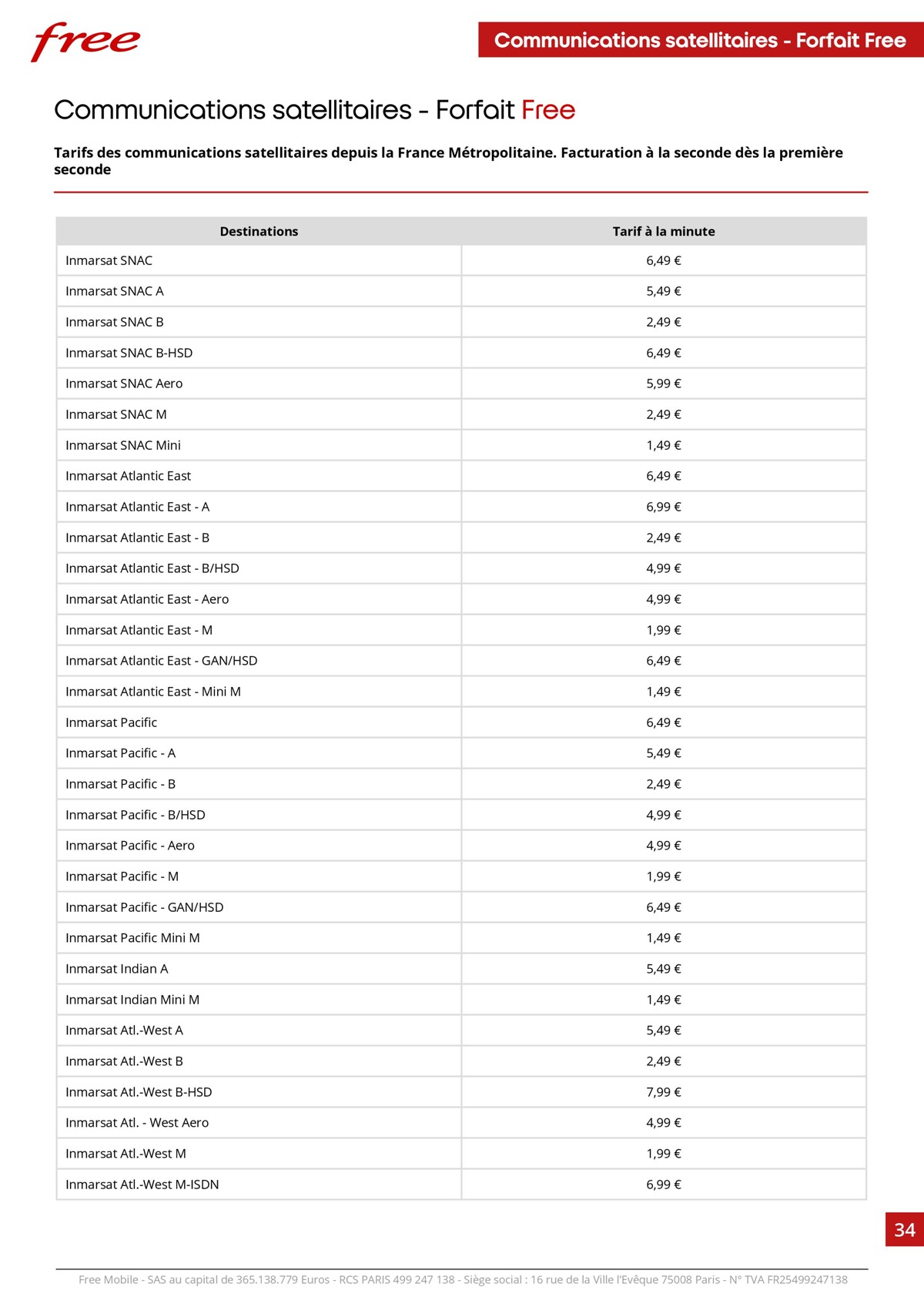 Catalogue Brochure Tarifaire - Free, page 00034