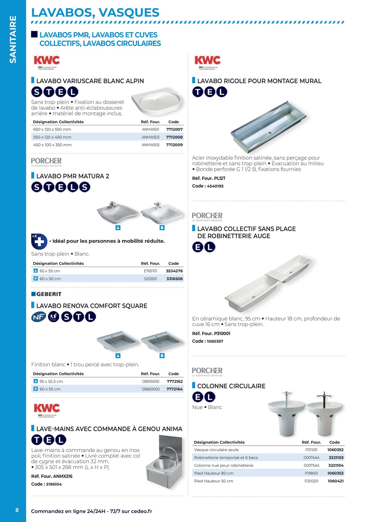 Catalogue Nouveau Catalogue CEDEO dédié aux sanitaires des collectivités, page 00008