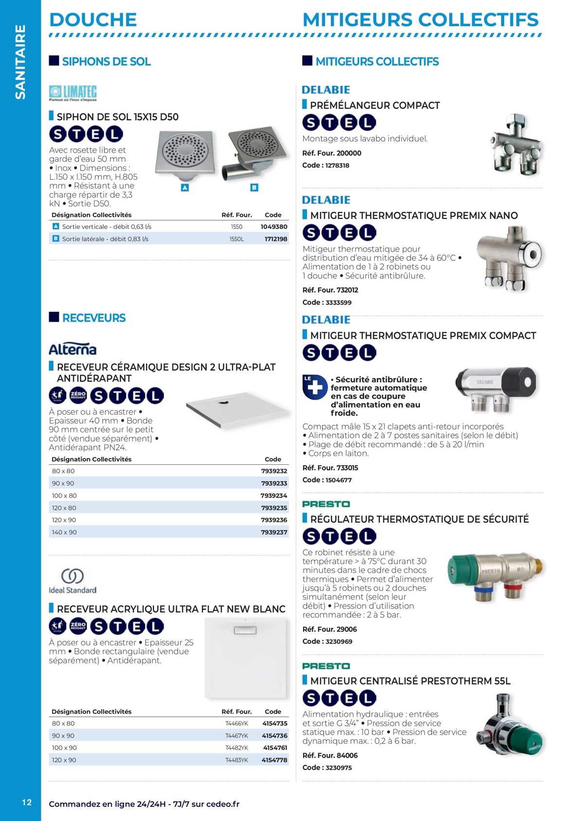 Catalogue Nouveau Catalogue CEDEO dédié aux sanitaires des collectivités, page 00012