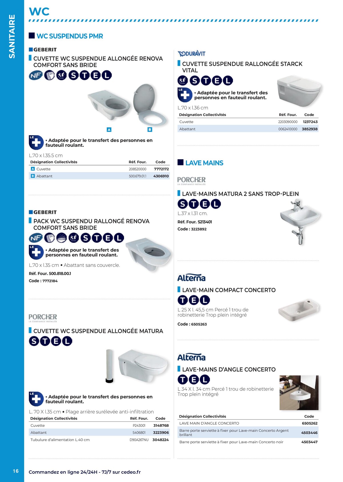 Catalogue Nouveau Catalogue CEDEO dédié aux sanitaires des collectivités, page 00016