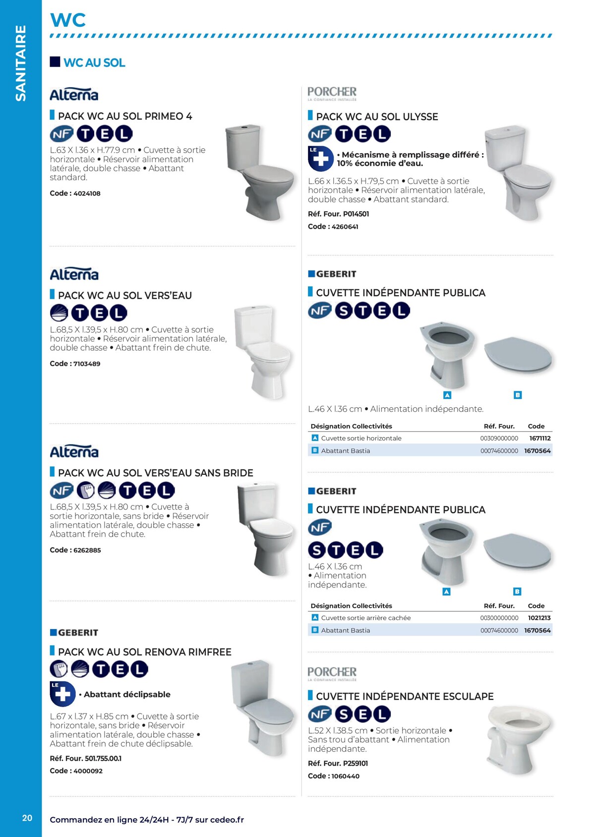 Catalogue Nouveau Catalogue CEDEO dédié aux sanitaires des collectivités, page 00020