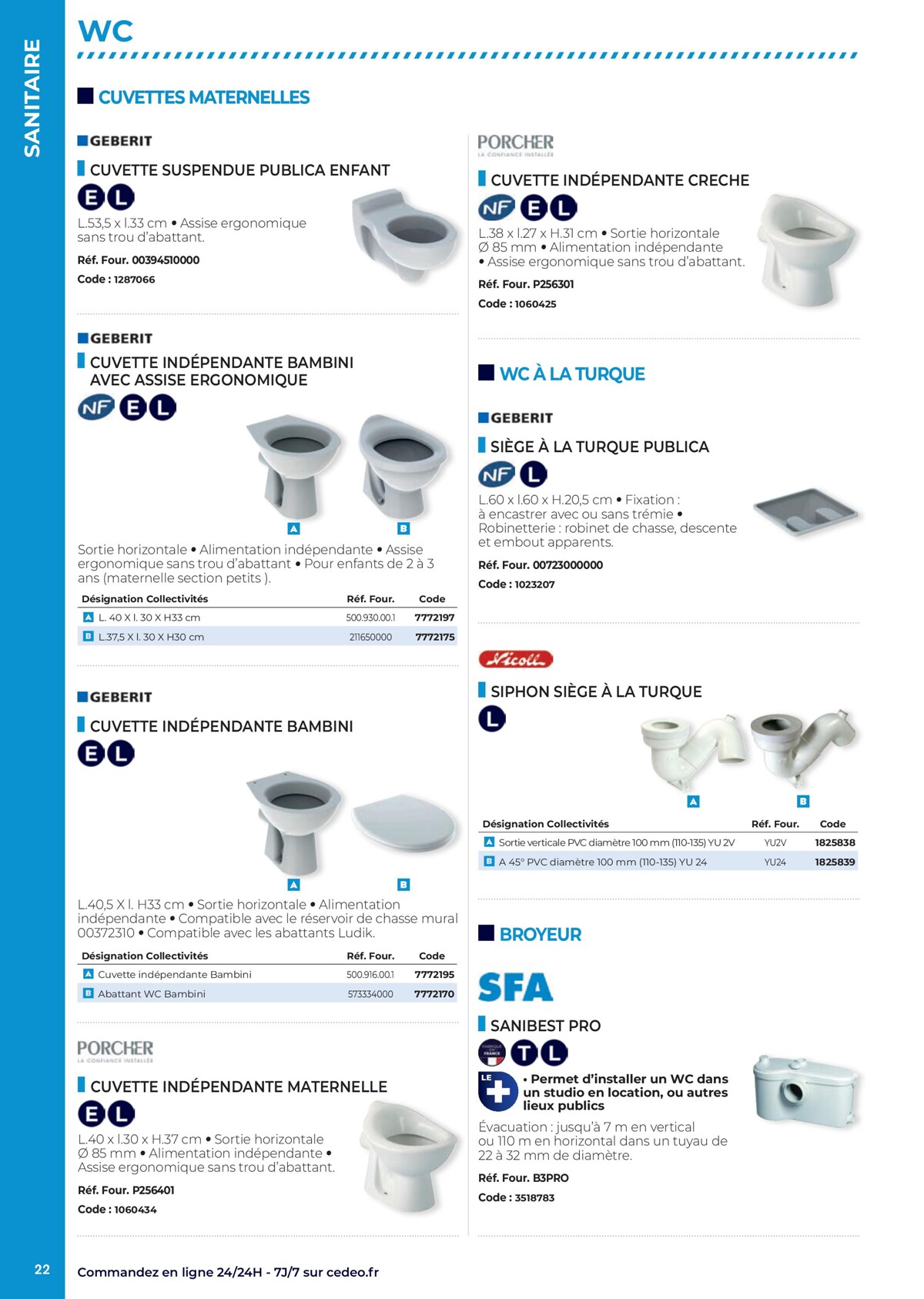 Catalogue Nouveau Catalogue CEDEO dédié aux sanitaires des collectivités, page 00022