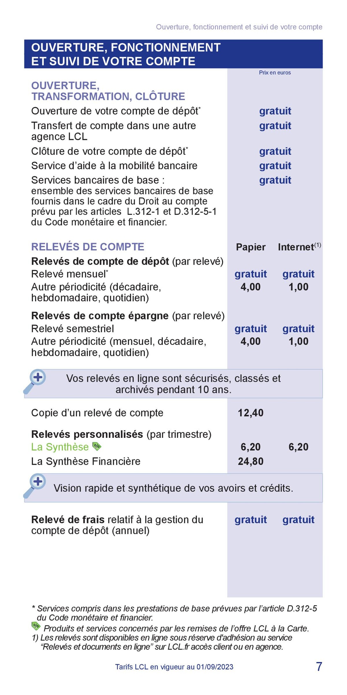 Catalogue LCL Guide tarifaire 2023, page 00007
