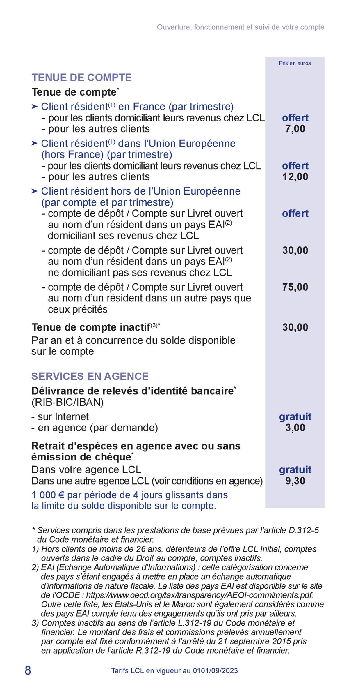 Catalogue LCL Guide tarifaire 2023, page 00008