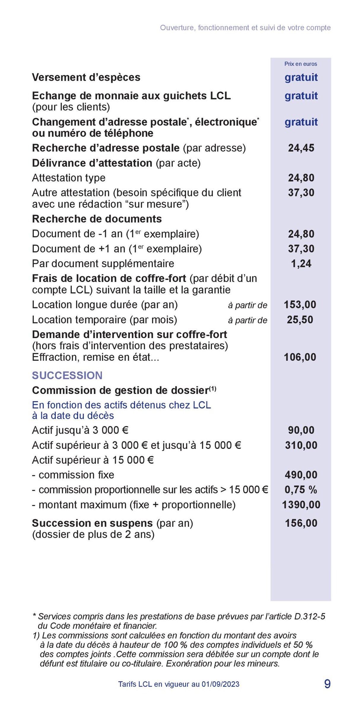 Catalogue LCL Guide tarifaire 2023, page 00009