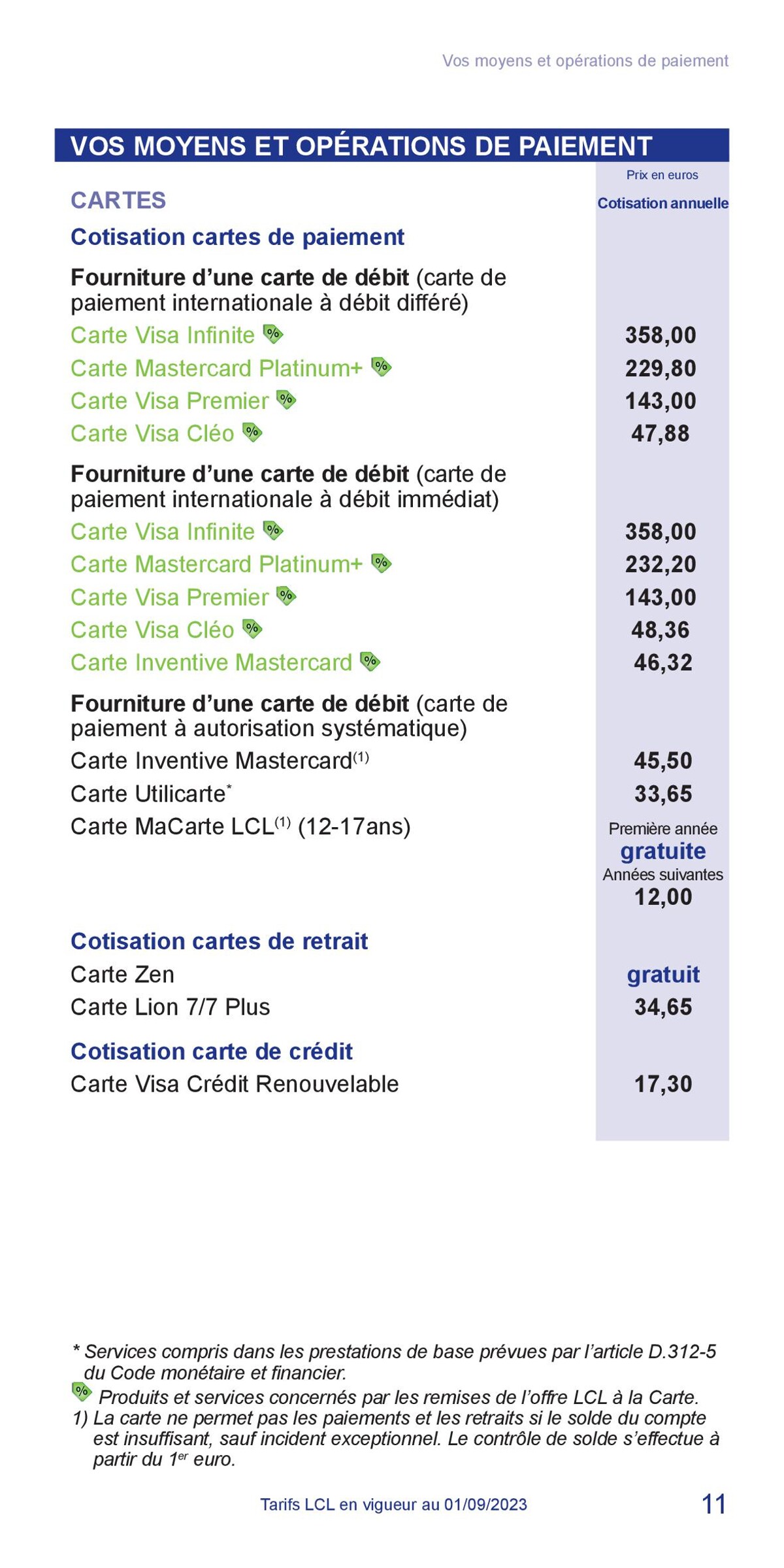 Catalogue LCL Guide tarifaire 2023, page 00011