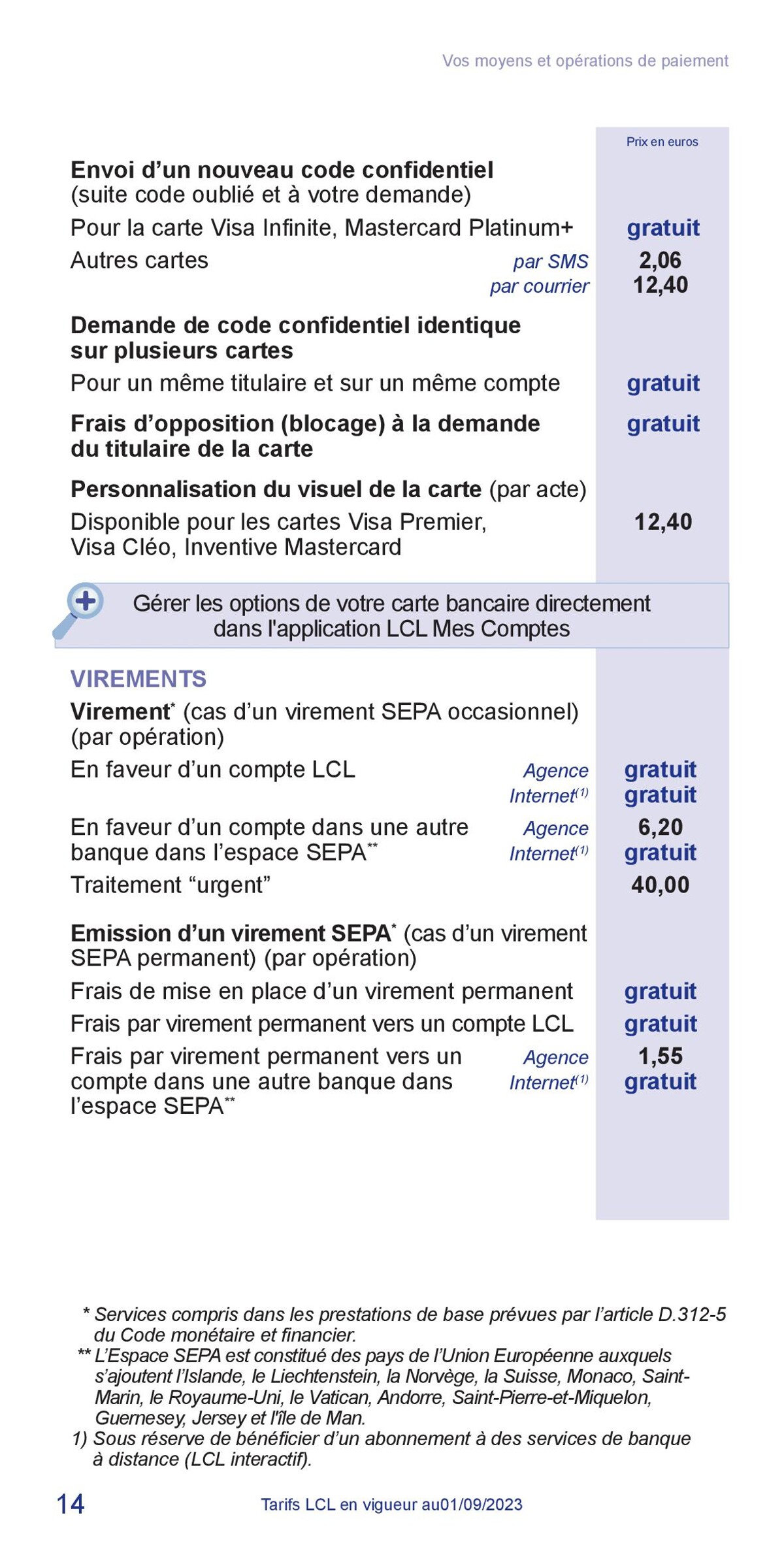 Catalogue LCL Guide tarifaire 2023, page 00014