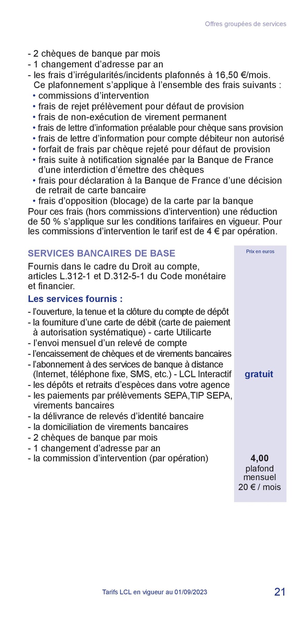 Catalogue LCL Guide tarifaire 2023, page 00021