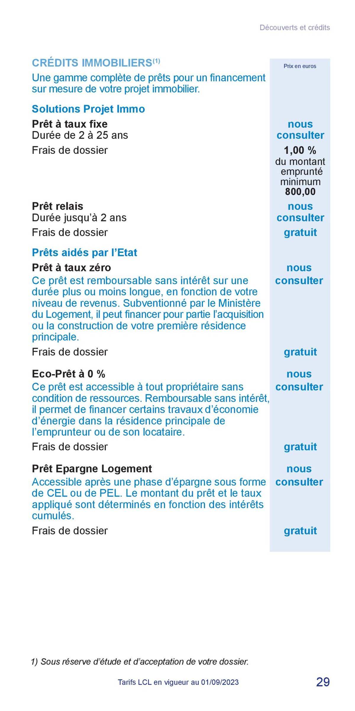 Catalogue LCL Guide tarifaire 2023, page 00029