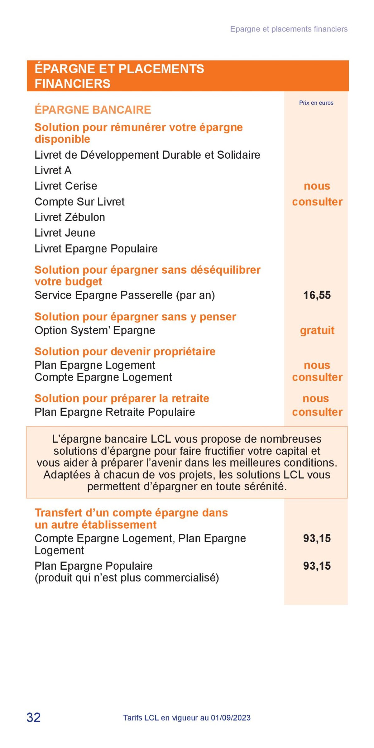 Catalogue LCL Guide tarifaire 2023, page 00032