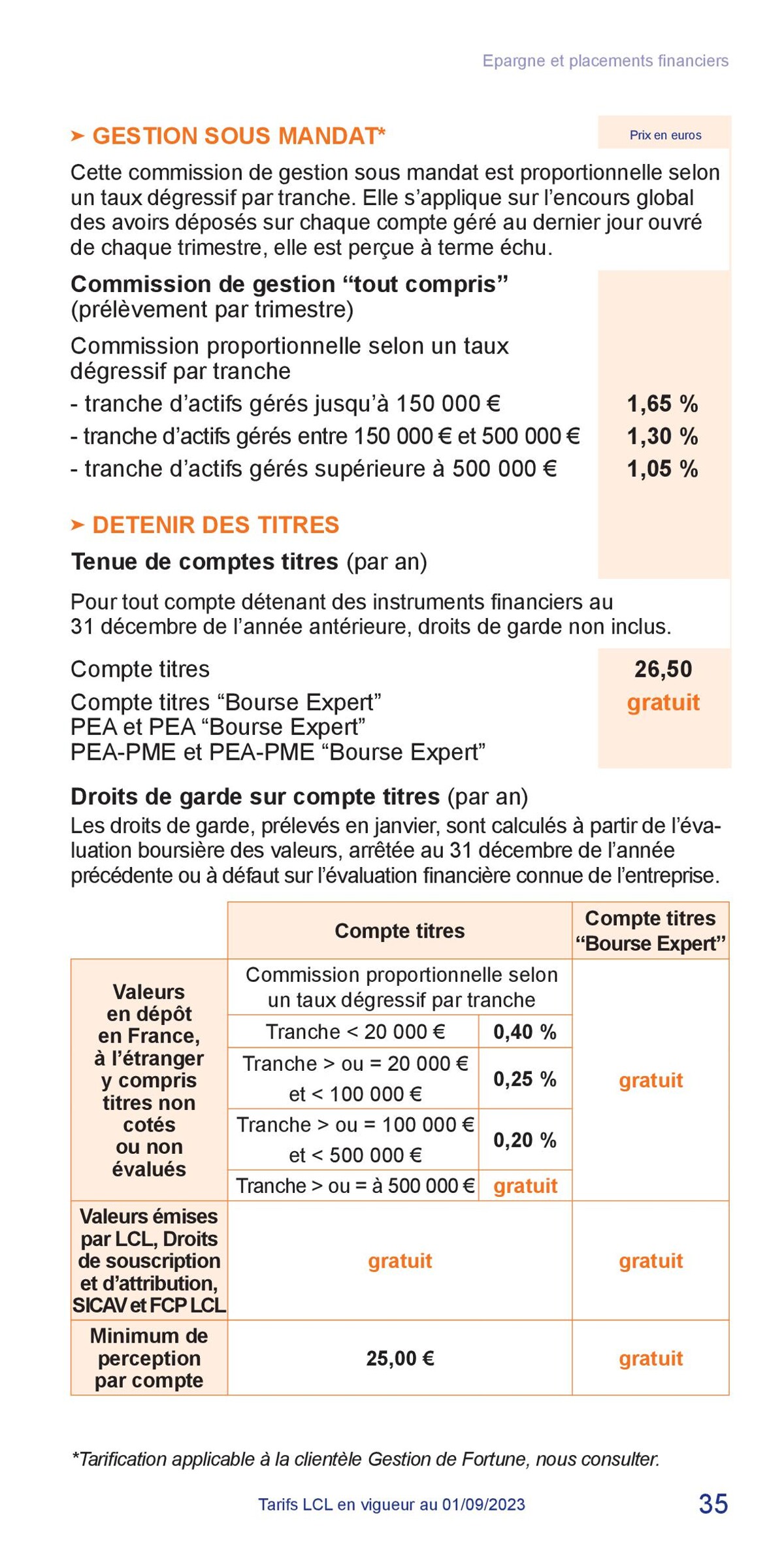 Catalogue LCL Guide tarifaire 2023, page 00035