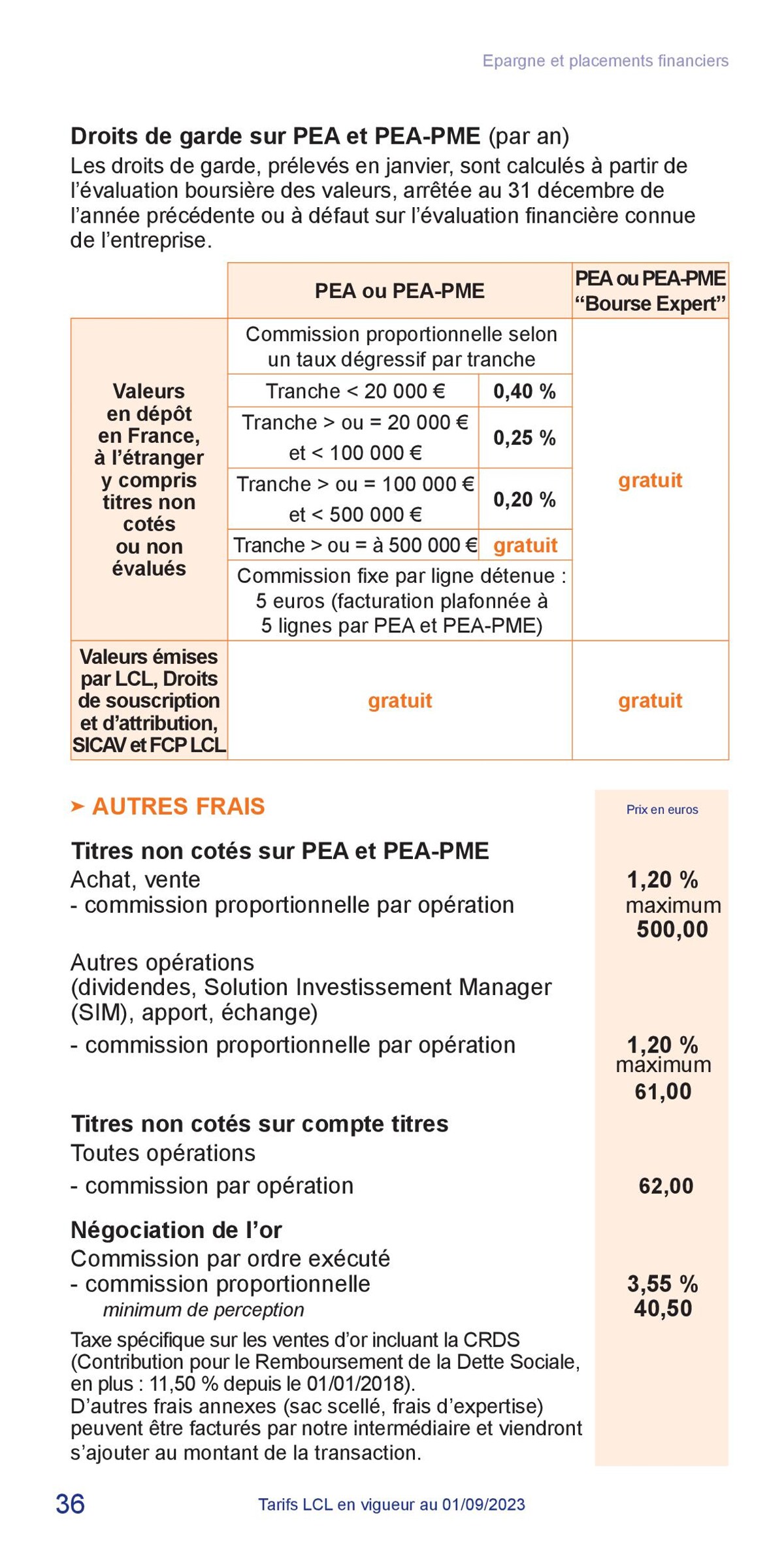 Catalogue LCL Guide tarifaire 2023, page 00036