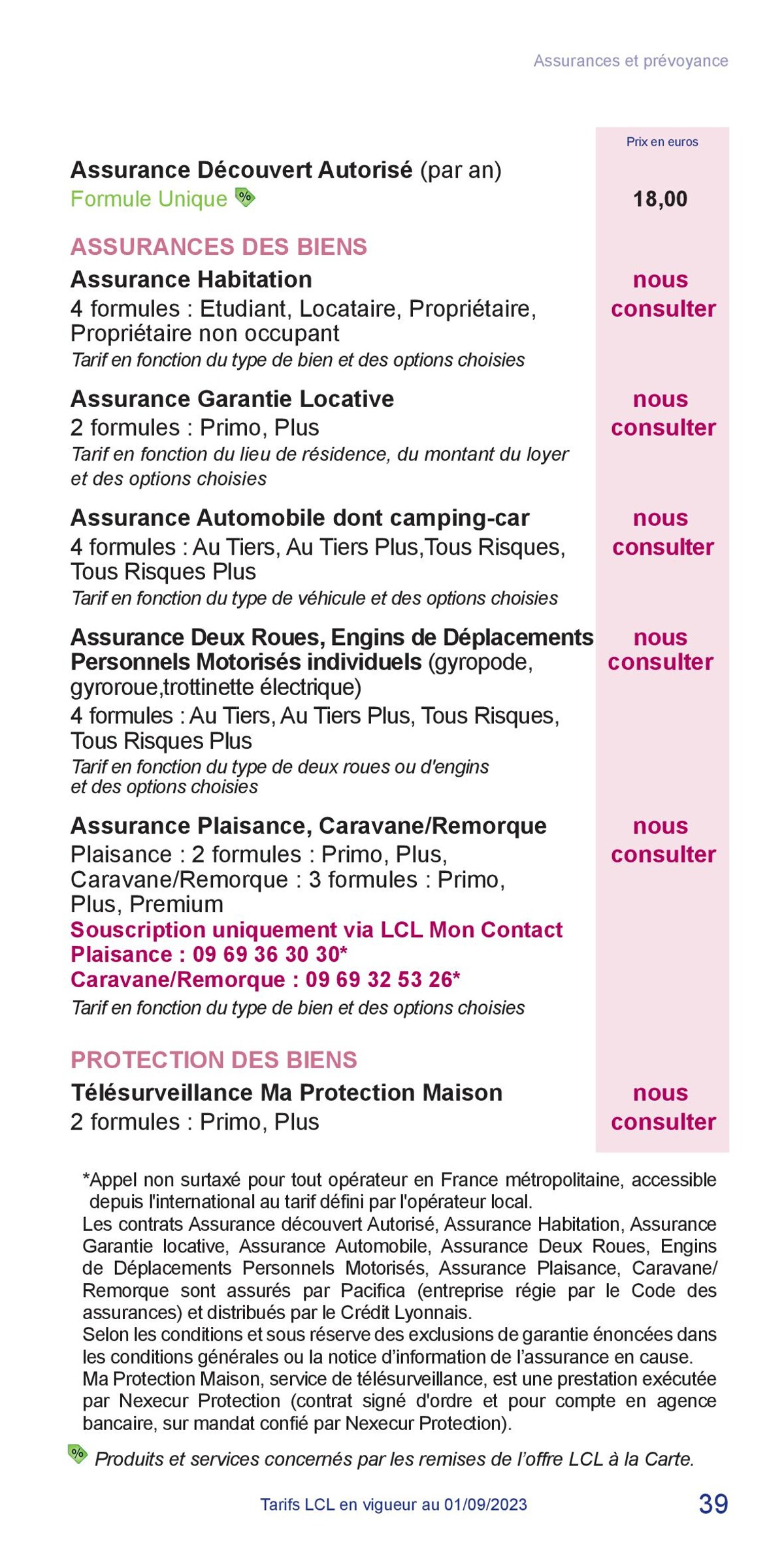 Catalogue LCL Guide tarifaire 2023, page 00039