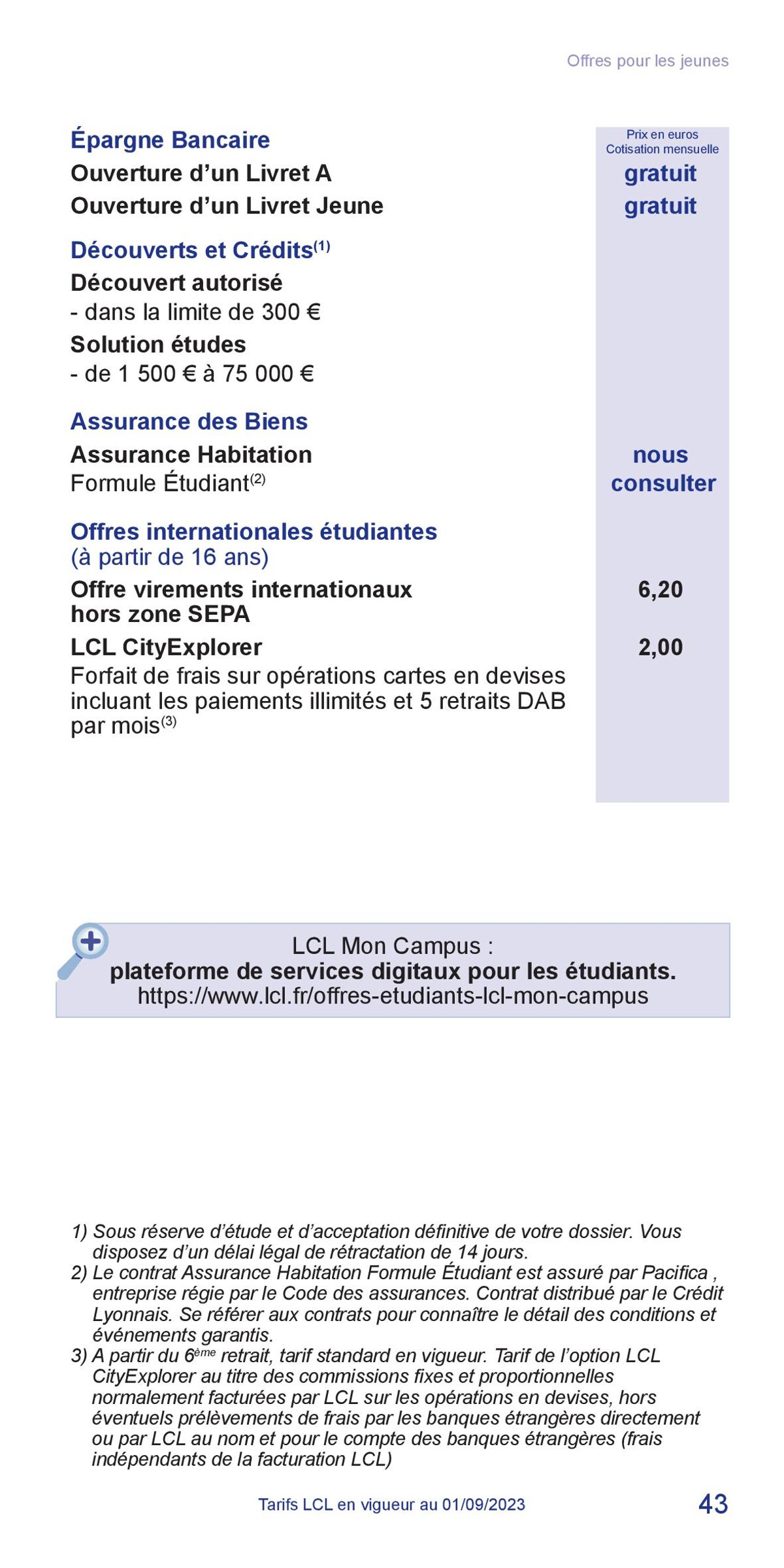 Catalogue LCL Guide tarifaire 2023, page 00043