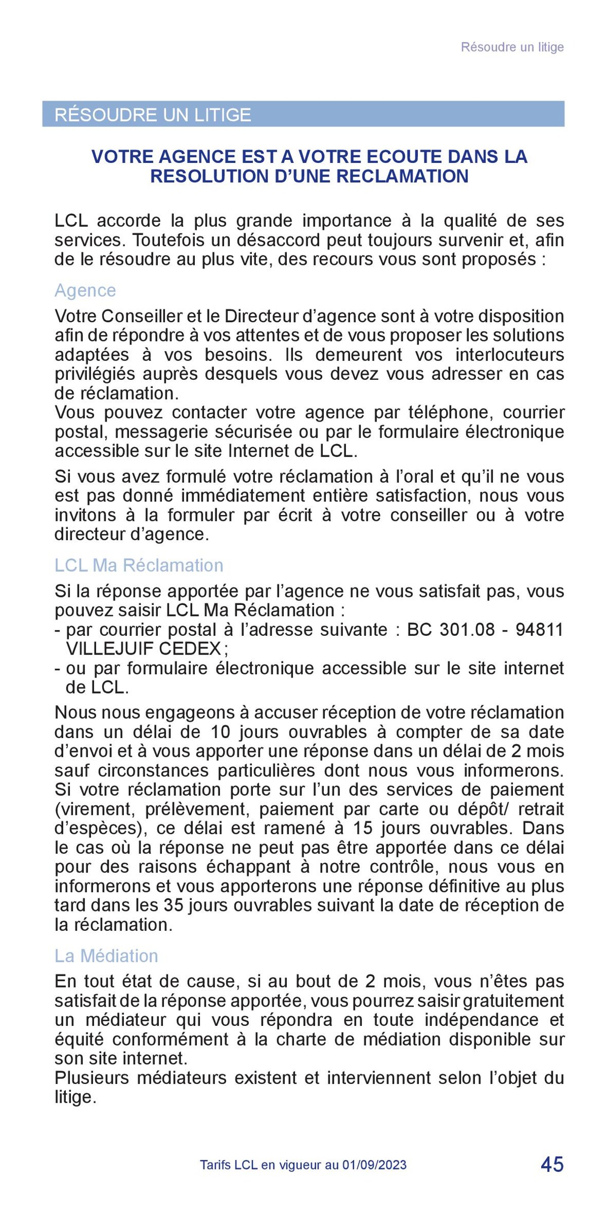 Catalogue LCL Guide tarifaire 2023, page 00045