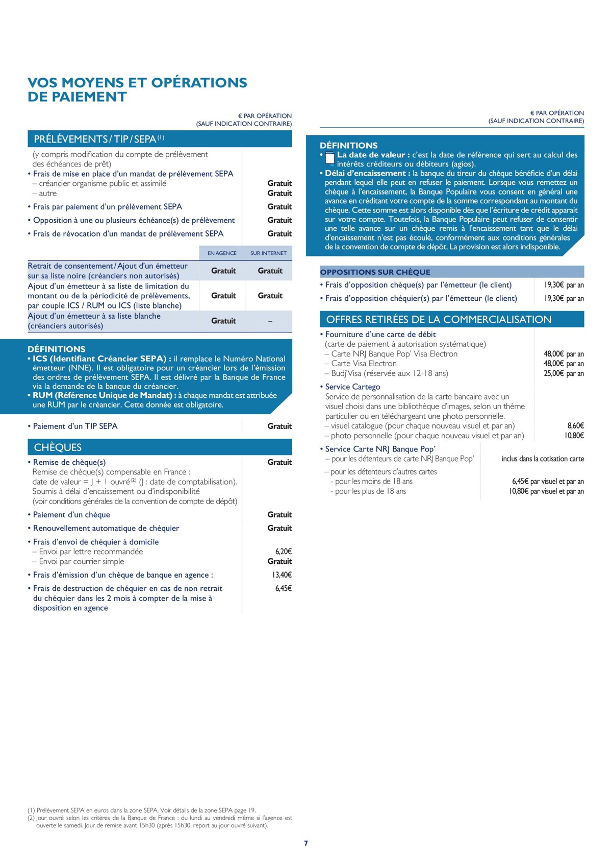 Catalogue Tarifs des operations et services bpnord particuliers 2023, page 00007