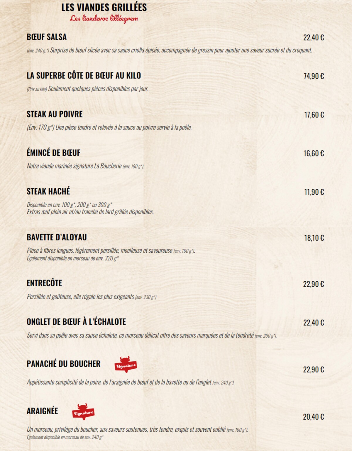 Catalogue La Boucherie Menu, page 00003