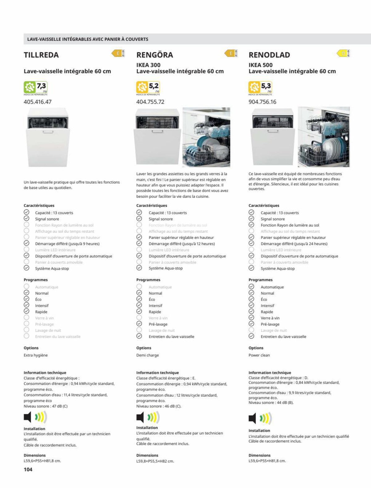 Catalogue IKEA ÉLECTROMÉNAGER Guide d’achat 2023, page 00104