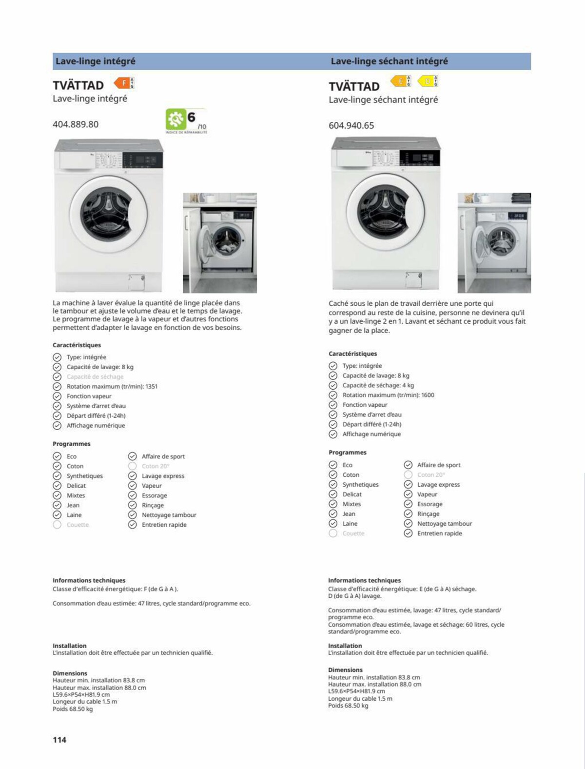 Catalogue IKEA ÉLECTROMÉNAGER Guide d’achat 2023, page 00114