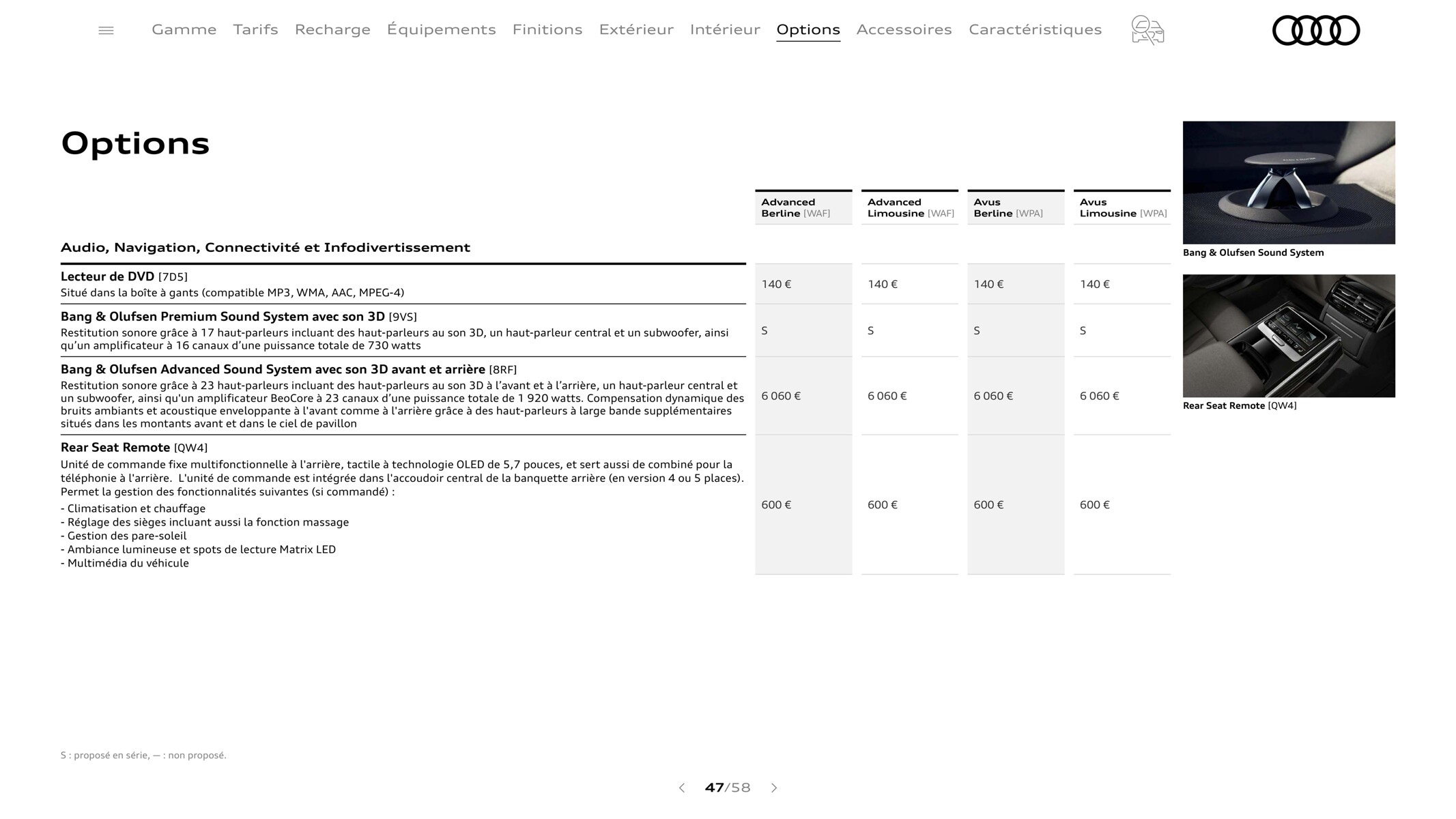 Catalogue A8 TFSI e, page 00047