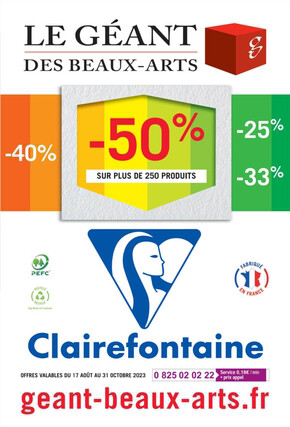 Catalogue Le Géant des Beaux-Arts | -50% Sur Plus de 250 Produits | 15/08/2023 - 31/10/2023